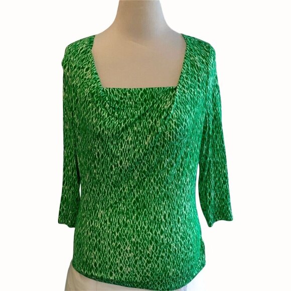 Michael Michael Kors quarter sleeve cowl neck green animal print tunic Small - Picture 1 of 10